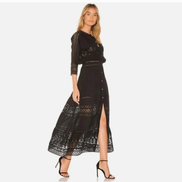 LoveShackFancy Dresses & Skirts - LoveShackFancy Beth Elegant Black Lace Maxi Dress Size P